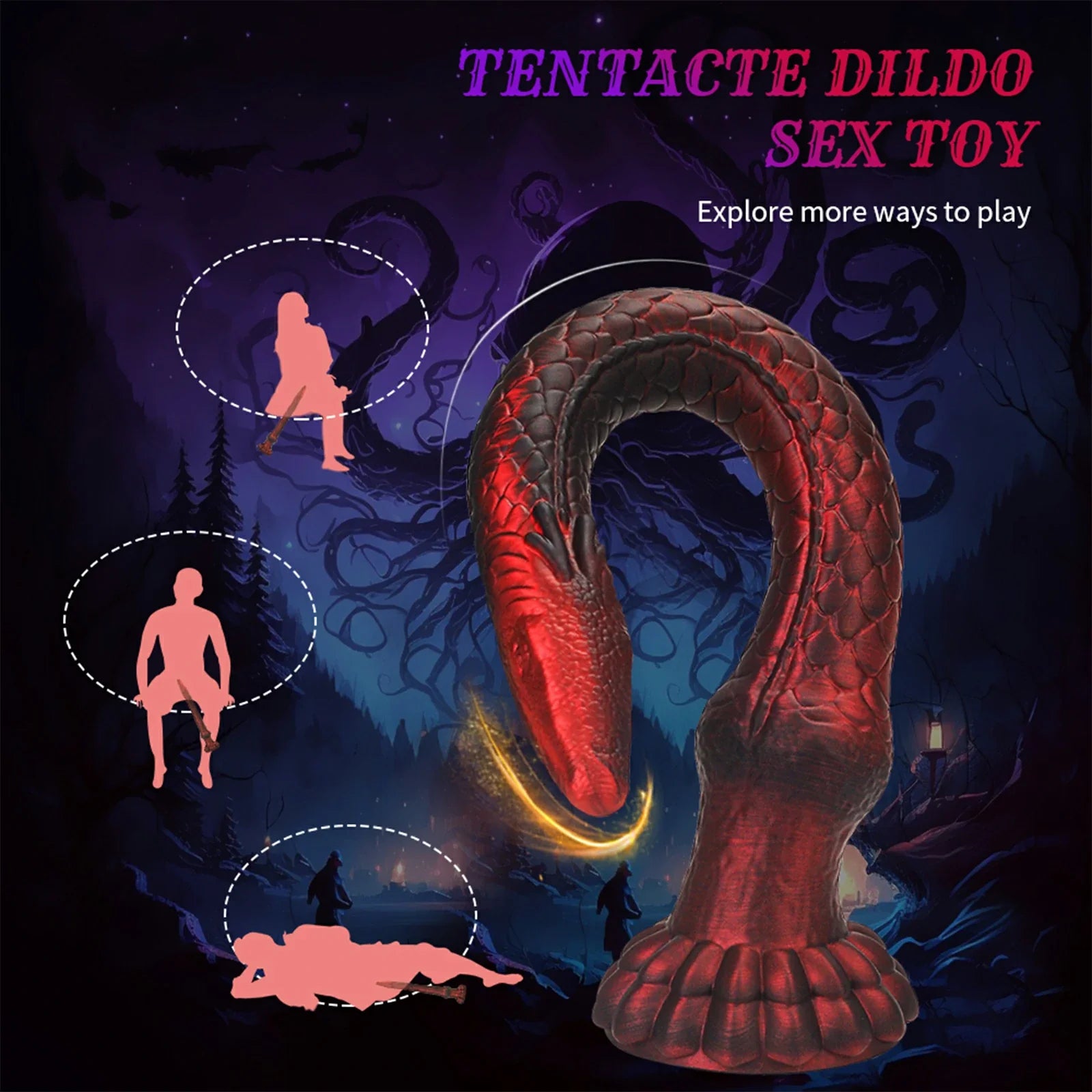 16.4 Inch Fantasy Tentacle Dildo with Monster Claw Base & Scaled Texture