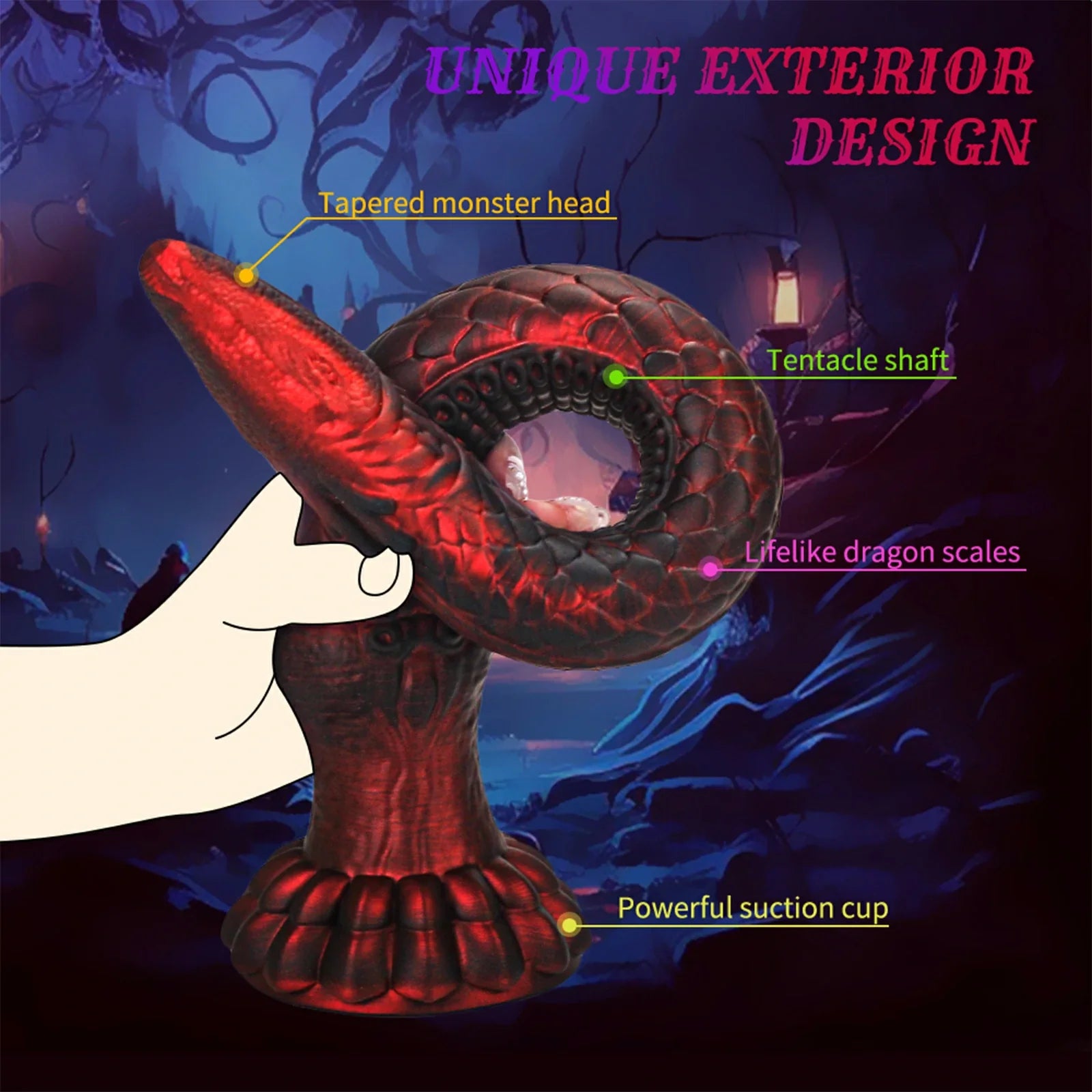 16.4 Inch Fantasy Tentacle Dildo with Monster Claw Base & Scaled Texture