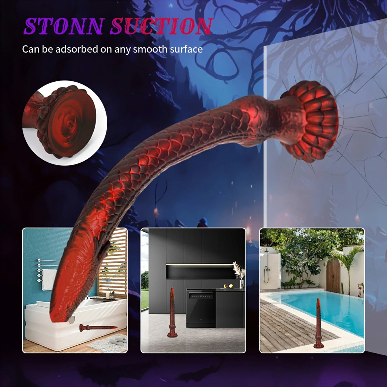 16.4 Inch Fantasy Tentacle Dildo with Monster Claw Base & Scaled Texture