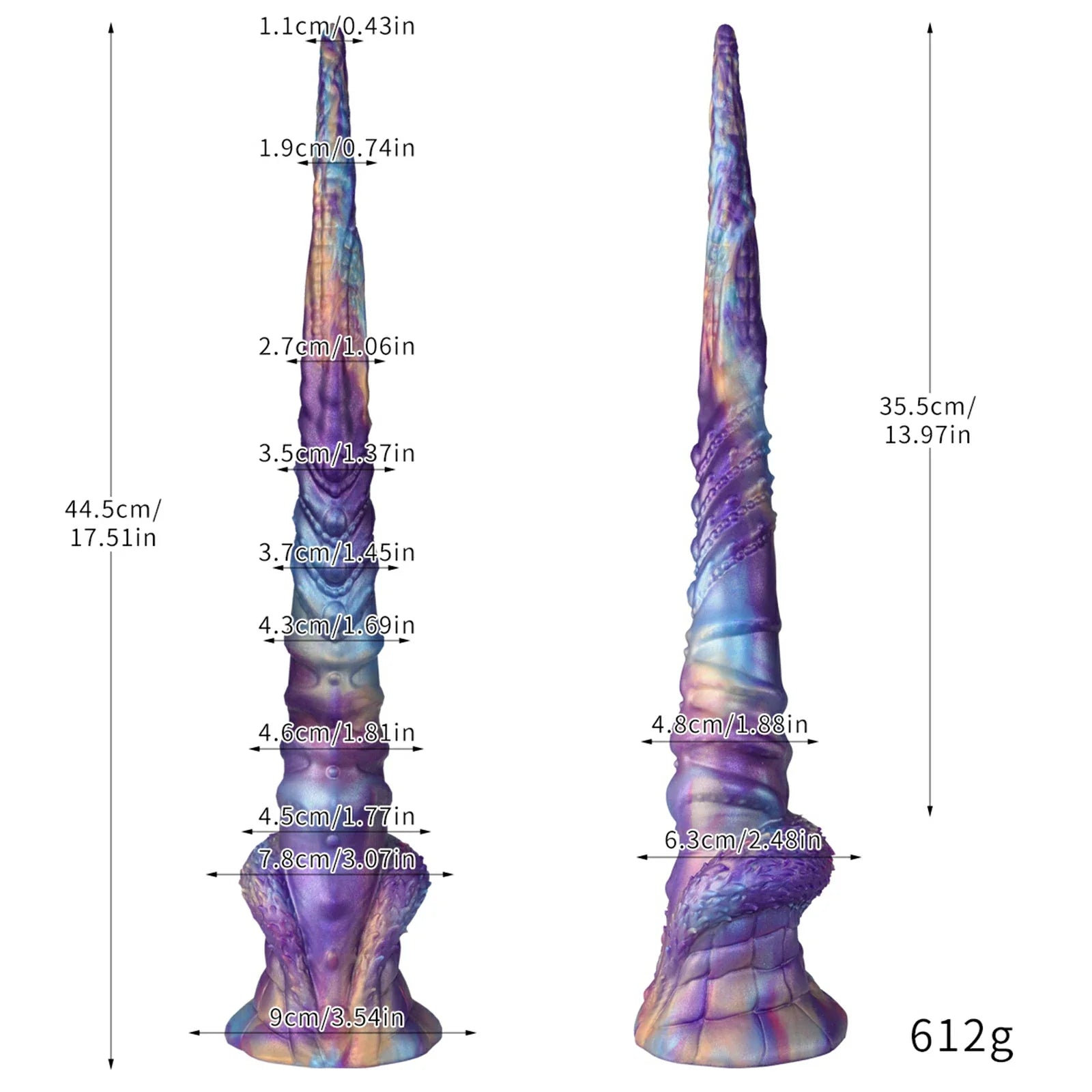 17.5 Inch Fantasy Tentacle Dildo with Ocean Swirl Texture & Suction Cup Base