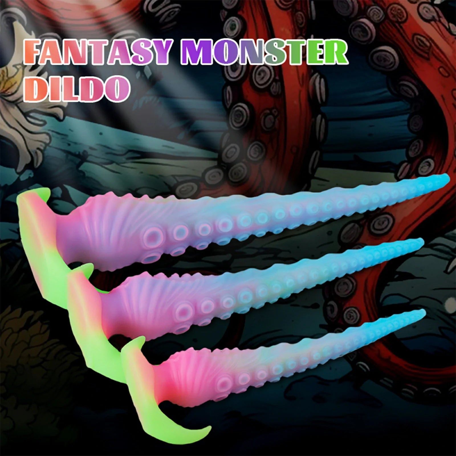 17.5 Inch Glow-in-the-Dark Fantasy Tentacle Dildo – Spiked Texture for Anal & Vaginal Play