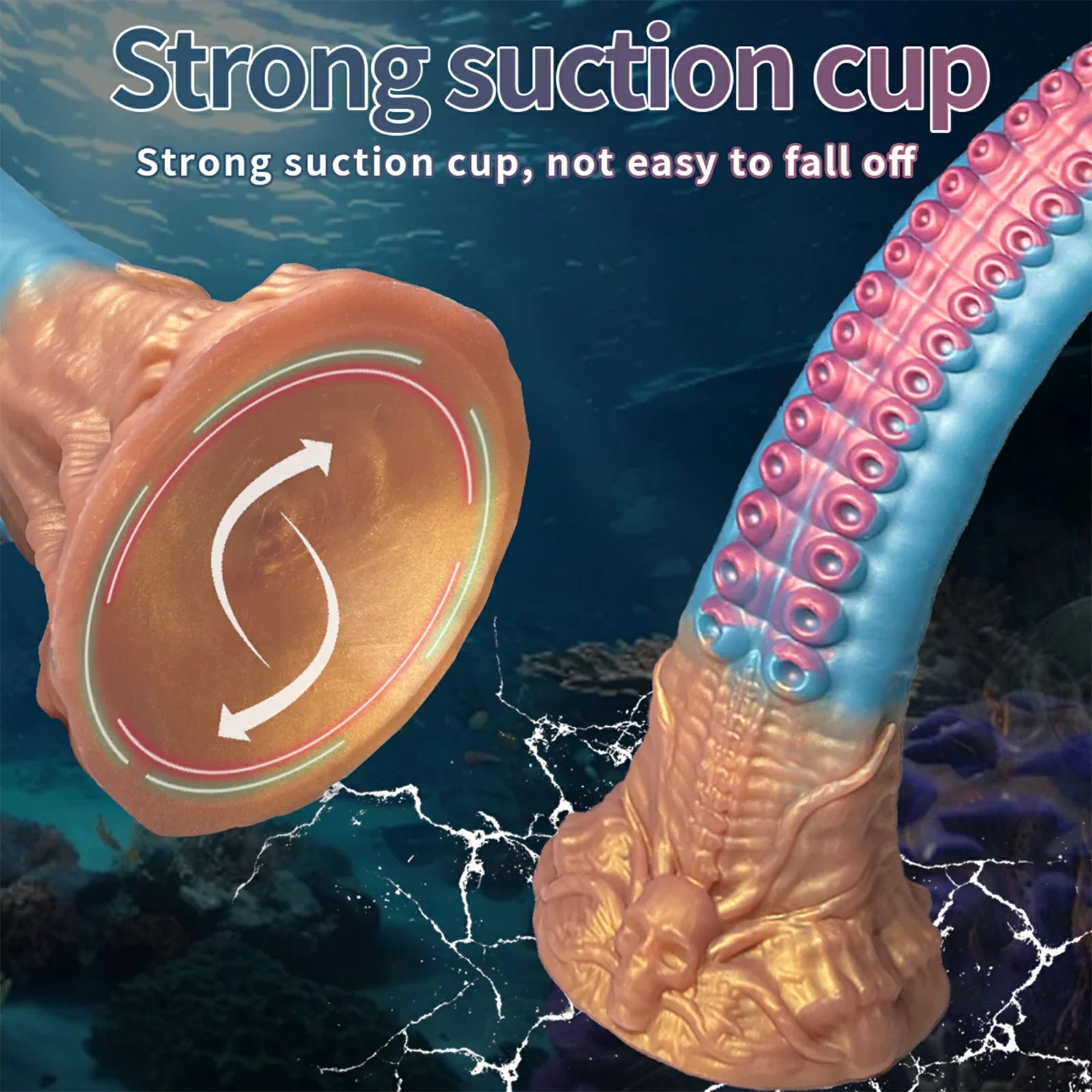 18.5 Inch Celestial Blue Tentacle Dildo with Eldritch Curves, Skull Design & Suction Cup Base