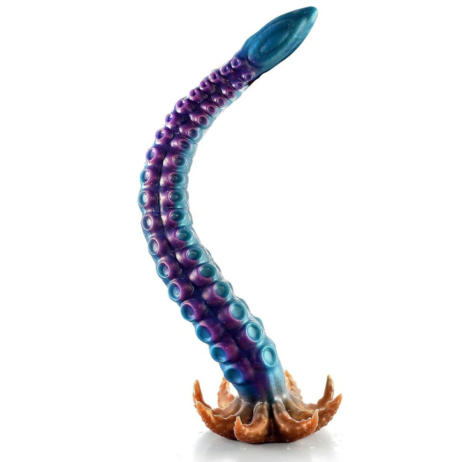 19 Inch Curved Tentacle Dildo with Textured Suckers & Clawed Suction Cup Base