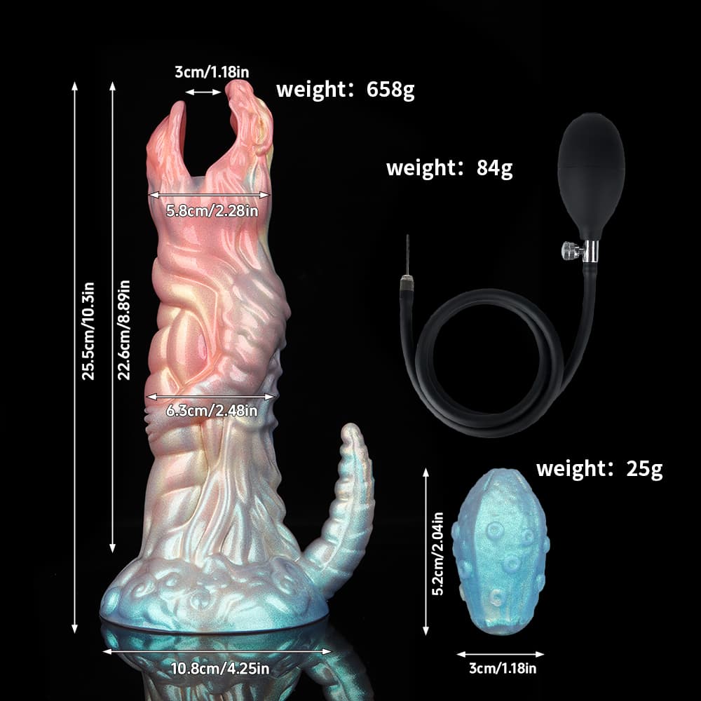 Colorful Dinosaur Inflatable Ovipositor Dildo – Fantasy Roleplay Air Pump Egg-Laying Toy(5 Eggs)