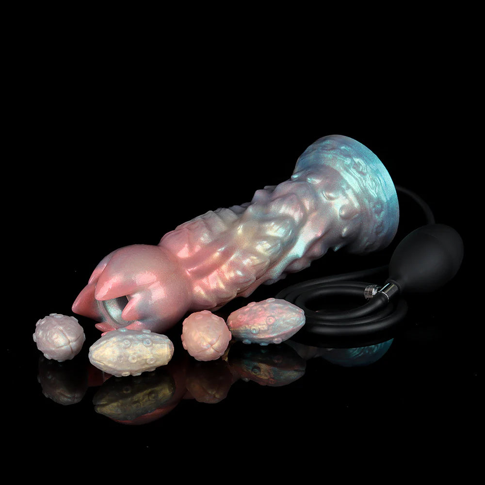 Colorful Inflatable Ovipositor Dildo – Fantasy Roleplay Air Pump Egg-Laying Toy(4 Eggs)