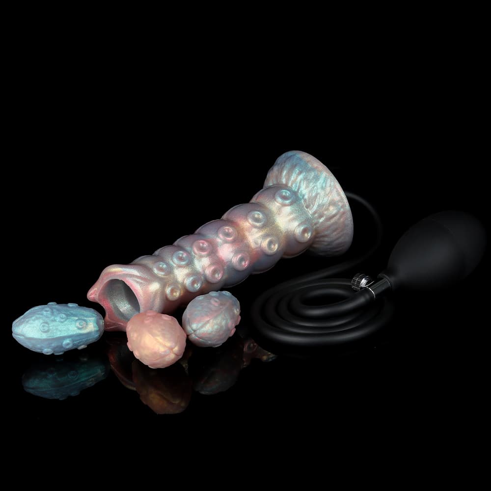 Dennis Colorful Inflatable Ovipositor Dildo – Fantasy Roleplay Air Pump Egg-Laying Toy(3 Eggs)