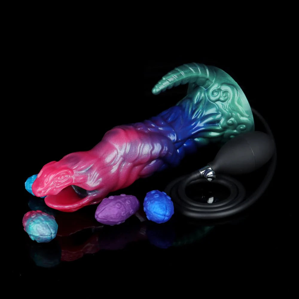 Dinosaur Inflatable Ovipositor Dildo – Fantasy Roleplay Air Pump Egg-Laying Toy(4Eggs)