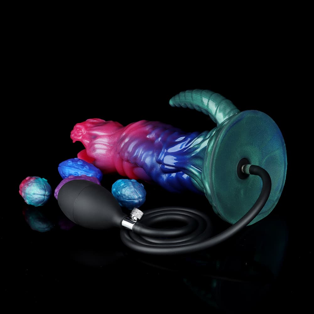Dinosaur Inflatable Ovipositor Dildo – Fantasy Roleplay Air Pump Egg-Laying Toy(4Eggs)