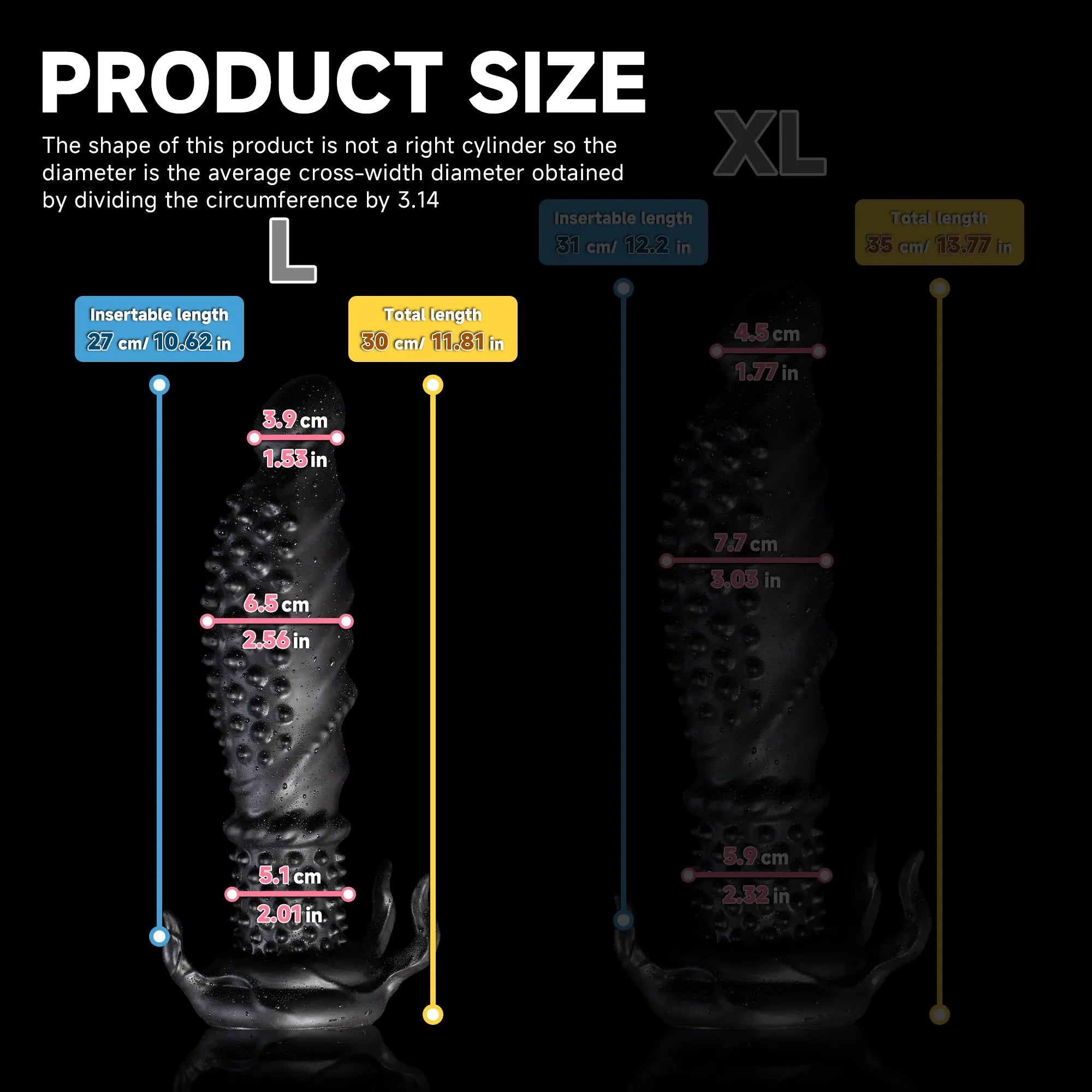 "Abyss" Spiked Dildo | Black Monster Dildo | Platinum Silicone