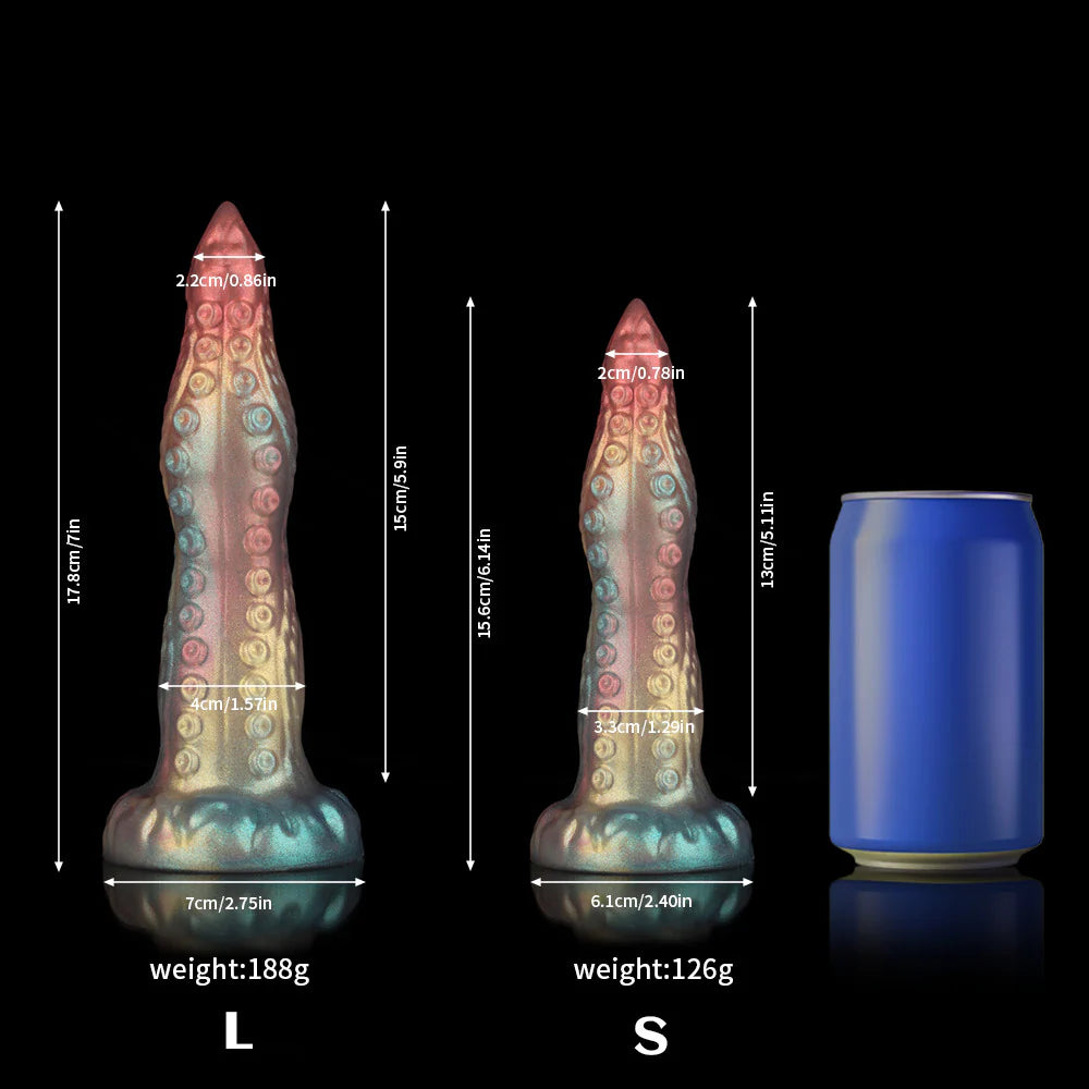 Small Octopus Tentacle Dildo – Rainbow Gradient Fantasy Design
