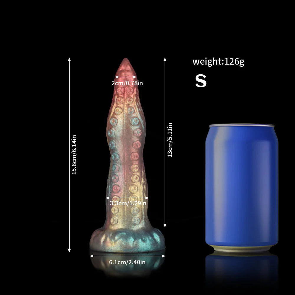 Small Octopus Tentacle Dildo – Rainbow Gradient Fantasy Design