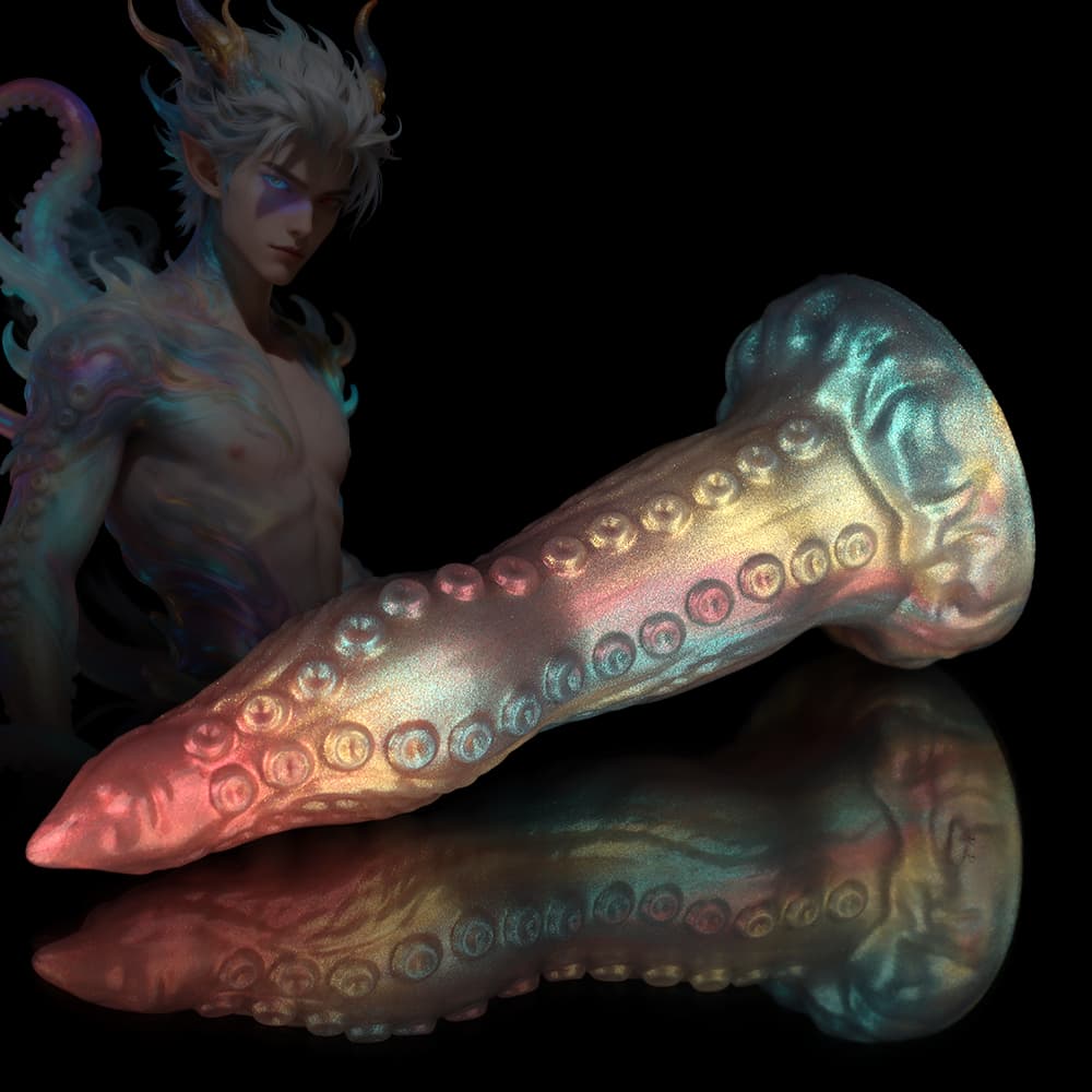 Small Octopus Tentacle Dildo – Rainbow Gradient Fantasy Design