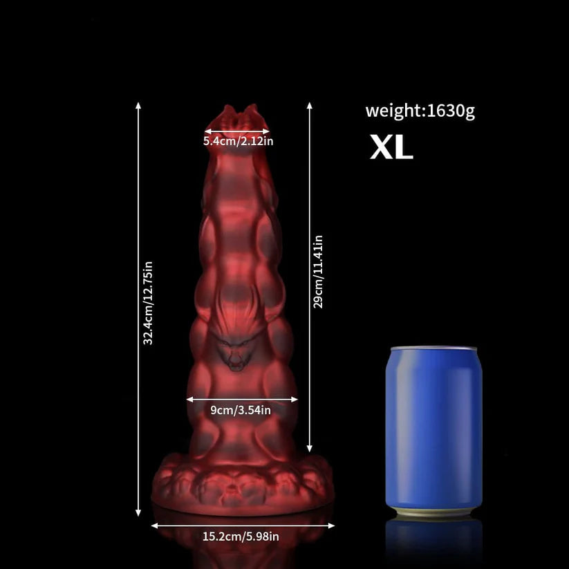 Sphinx Crimson Fantasy Dildo – Knot Dildo with Textured Fantasy Design