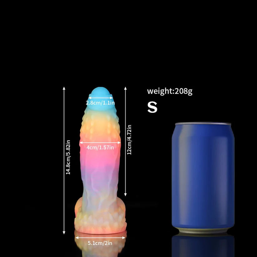 White Zephyr Blue, Yellow & Purple Knot Dildo