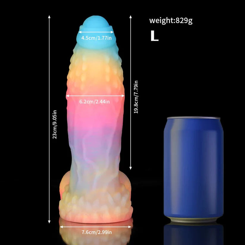 White Zephyr Blue, Yellow & Purple Knot Dildo