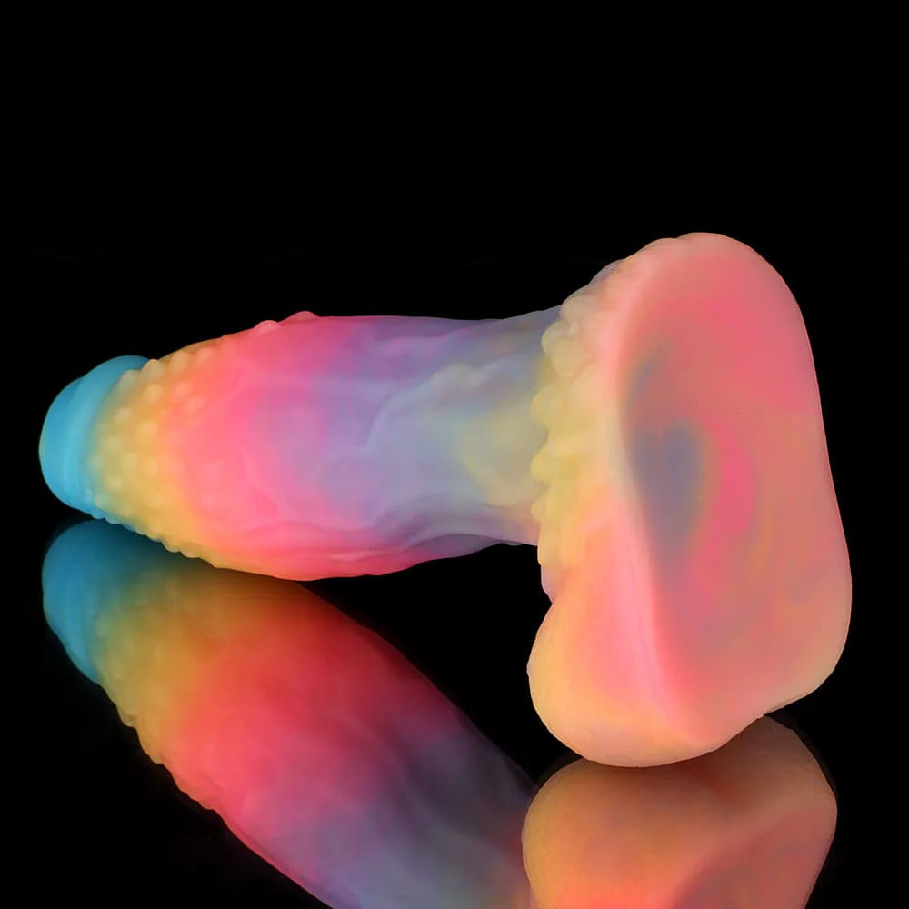 White Zephyr Blue, Yellow & Purple Knot Dildo