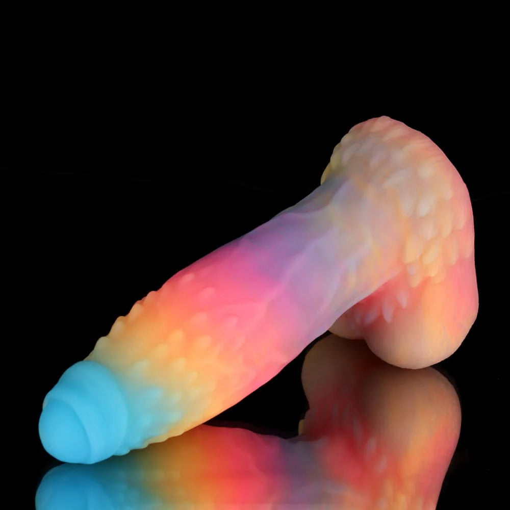 White Zephyr Blue, Yellow & Purple Knot Dildo