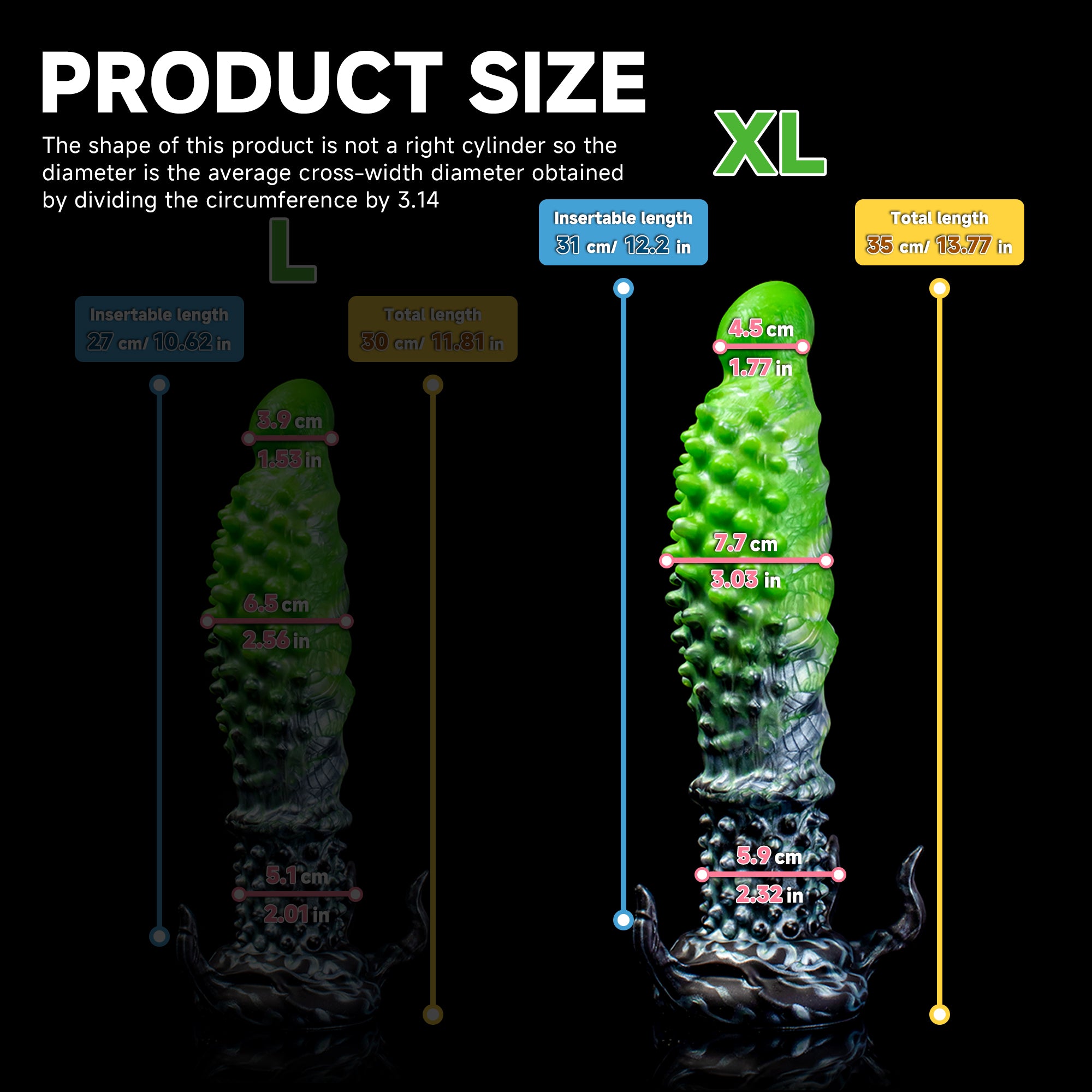 "Abyss" Spiked Dildo | Black Monster Dildo | Platinum Silicone
