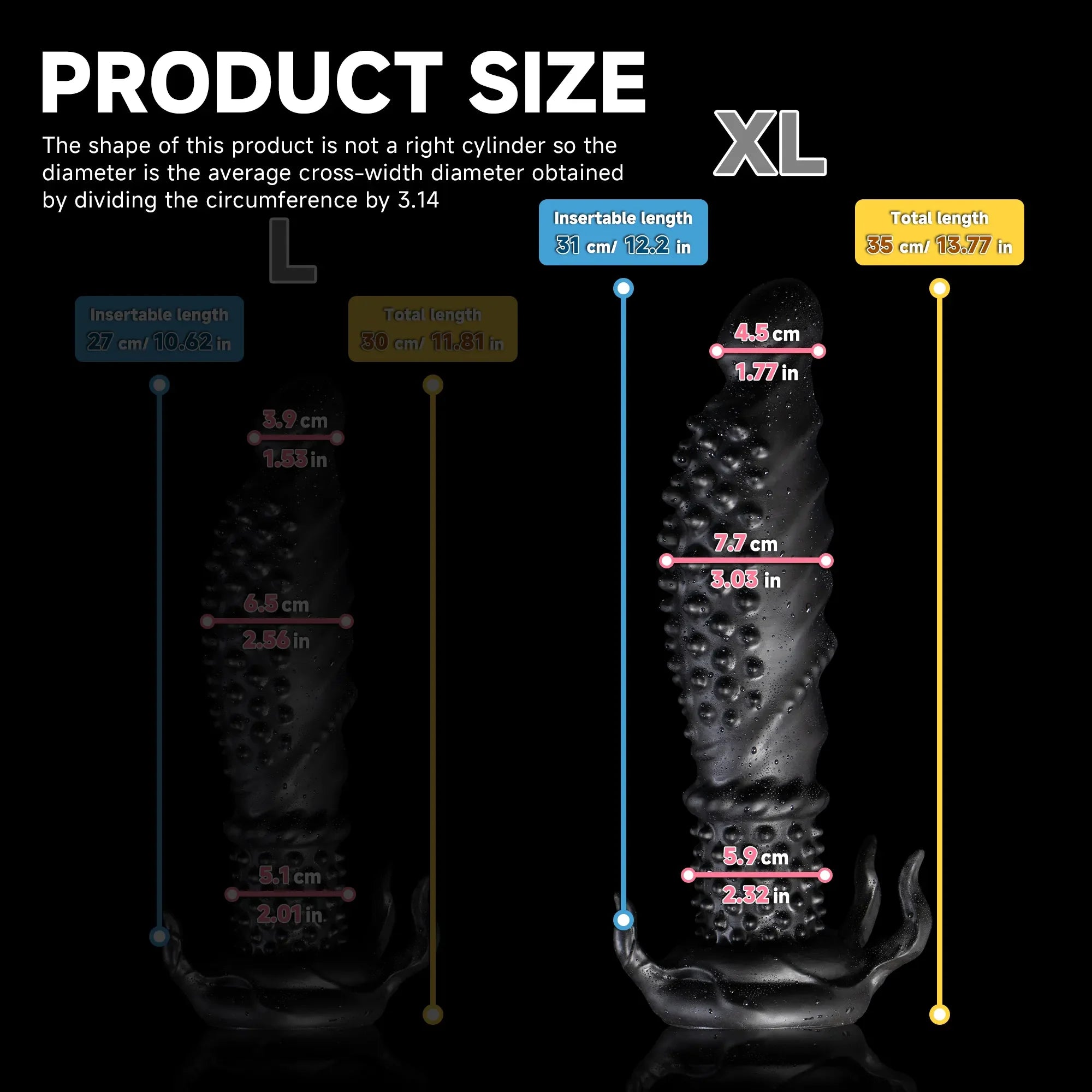 "Abyss" Spiked Dildo | Black Monster Dildo | Platinum Silicone
