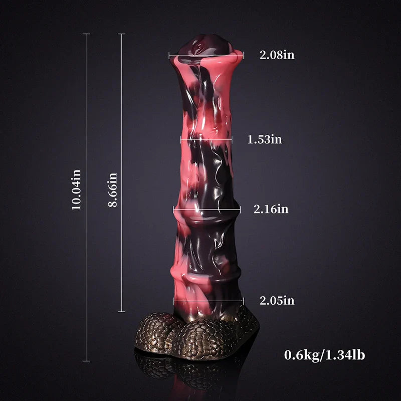 10.04 Inch Realistic Silicone Horse Dildo with Detailed Textured Testicles