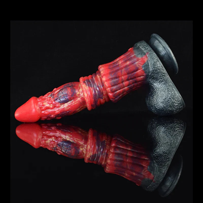 10.4 Inch Silicone Dragon Dildo with Realistic Testicles – Fantasy Adult Toy