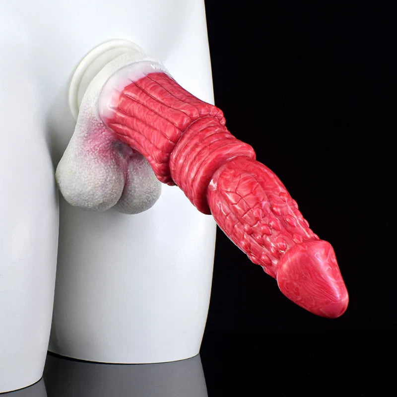 10.4 Inch Silicone Dragon Dildo with Realistic Testicles – Fantasy Adult Toy