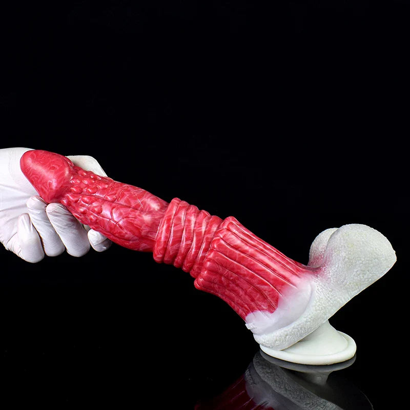 10.4 Inch Silicone Dragon Dildo with Realistic Testicles – Fantasy Adult Toy