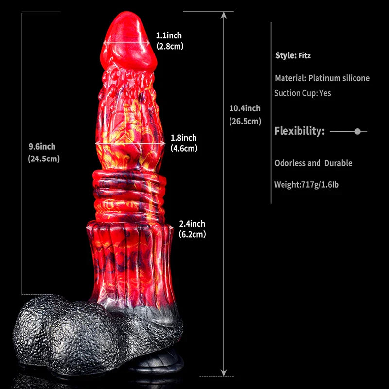 10.4 Inch Silicone Dragon Dildo with Realistic Testicles – Fantasy Adult Toy