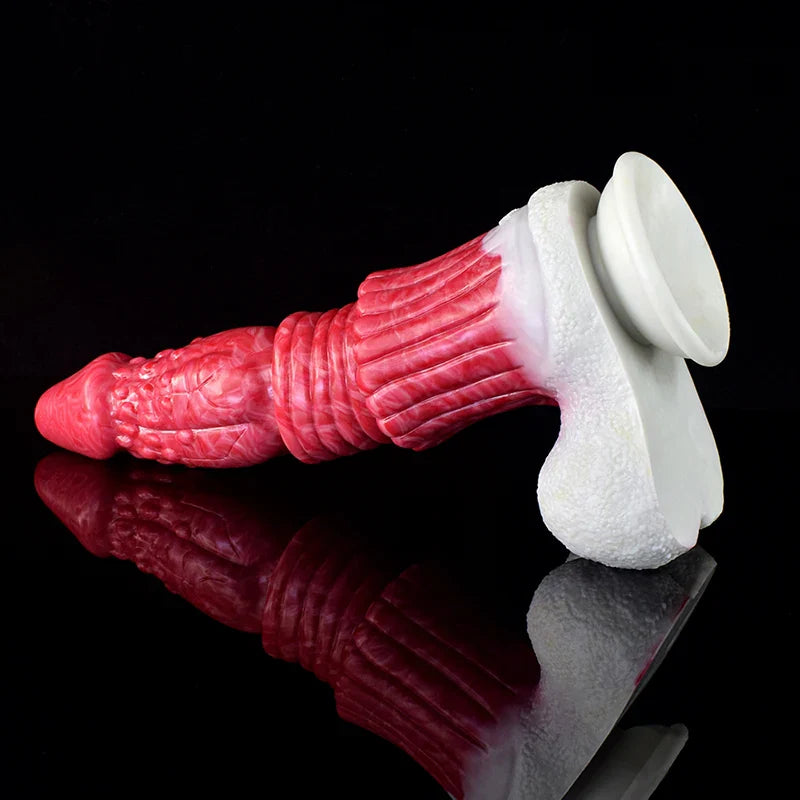 10.4 Inch Silicone Dragon Dildo with Realistic Testicles – Fantasy Adult Toy