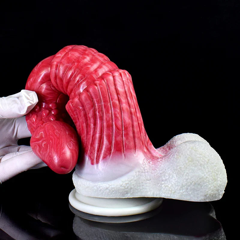 10.4 Inch Silicone Dragon Dildo with Realistic Testicles – Fantasy Adult Toy