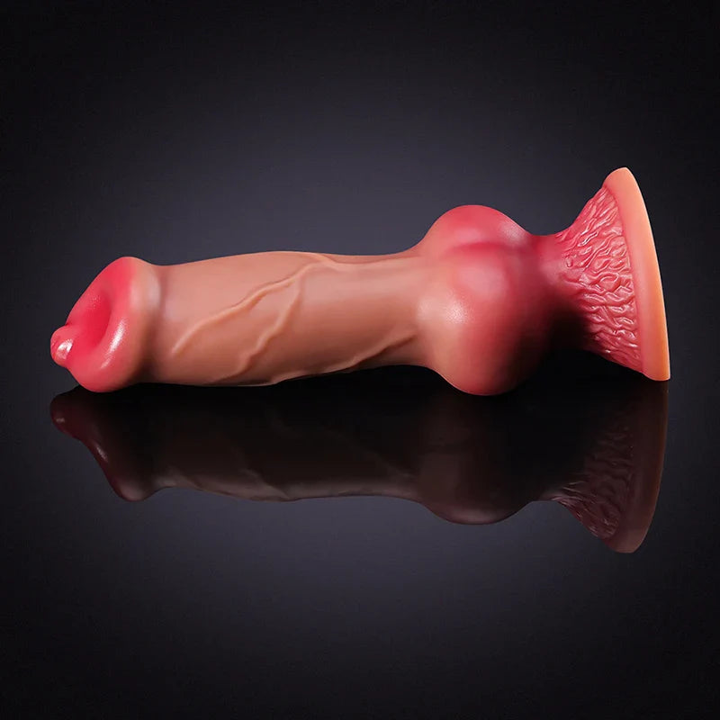 10.62 Inch Brown Silicone Dog Dildo with Big Knot – Fantasy Adult Toy