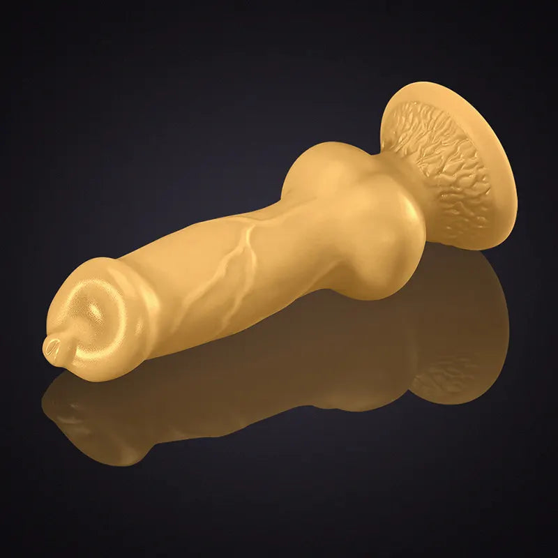 10.62 Inch Brown Silicone Dog Dildo with Big Knot – Fantasy Adult Toy