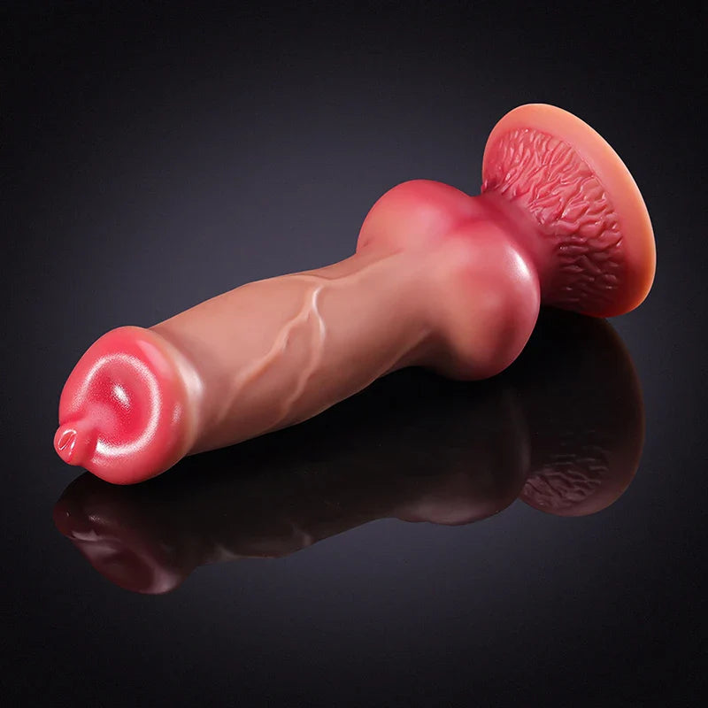 10.62 Inch Brown Silicone Dog Dildo with Big Knot – Fantasy Adult Toy
