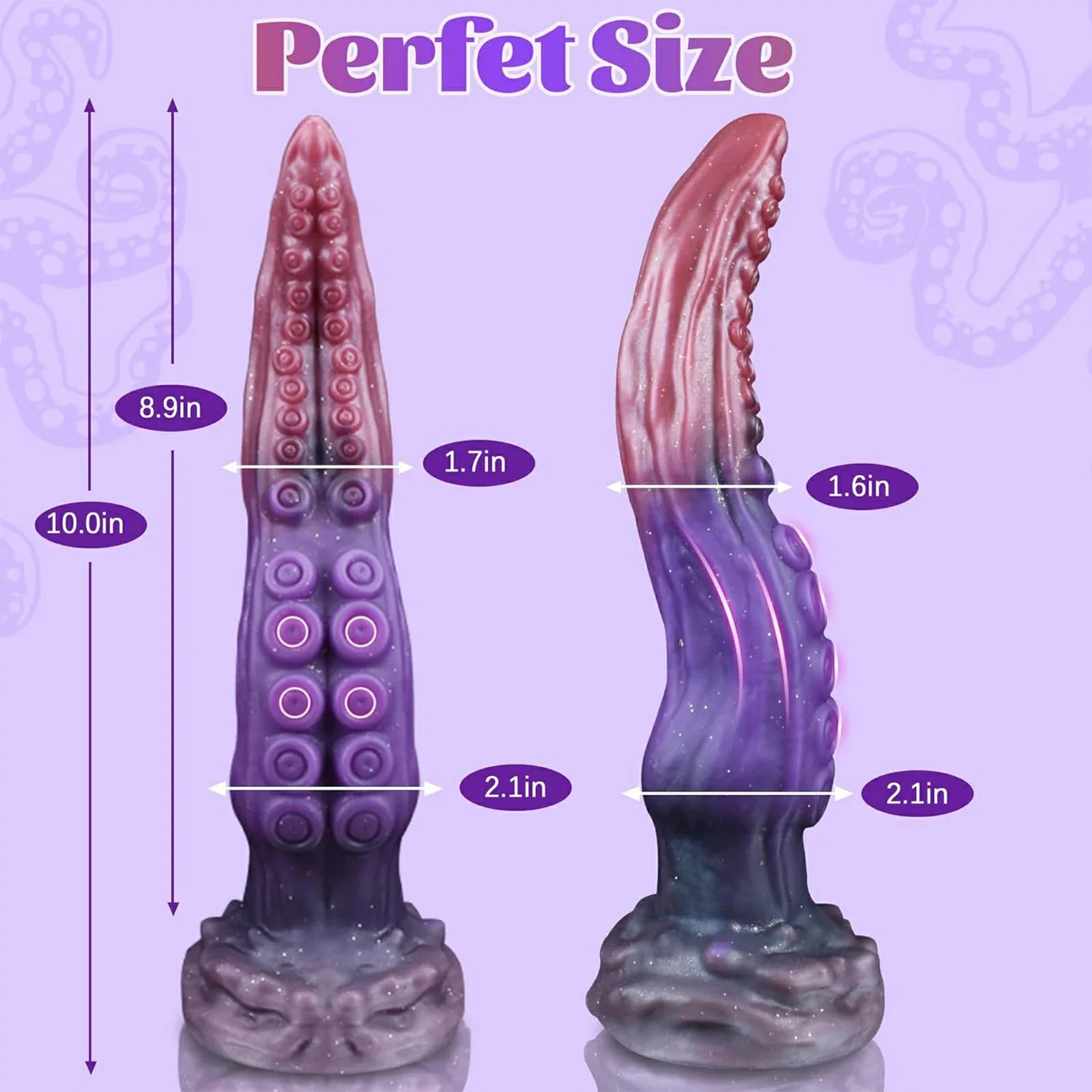 10 Inch Silicone Tentacle Dildo with Raised Suckers and Strong Suction Cup Base