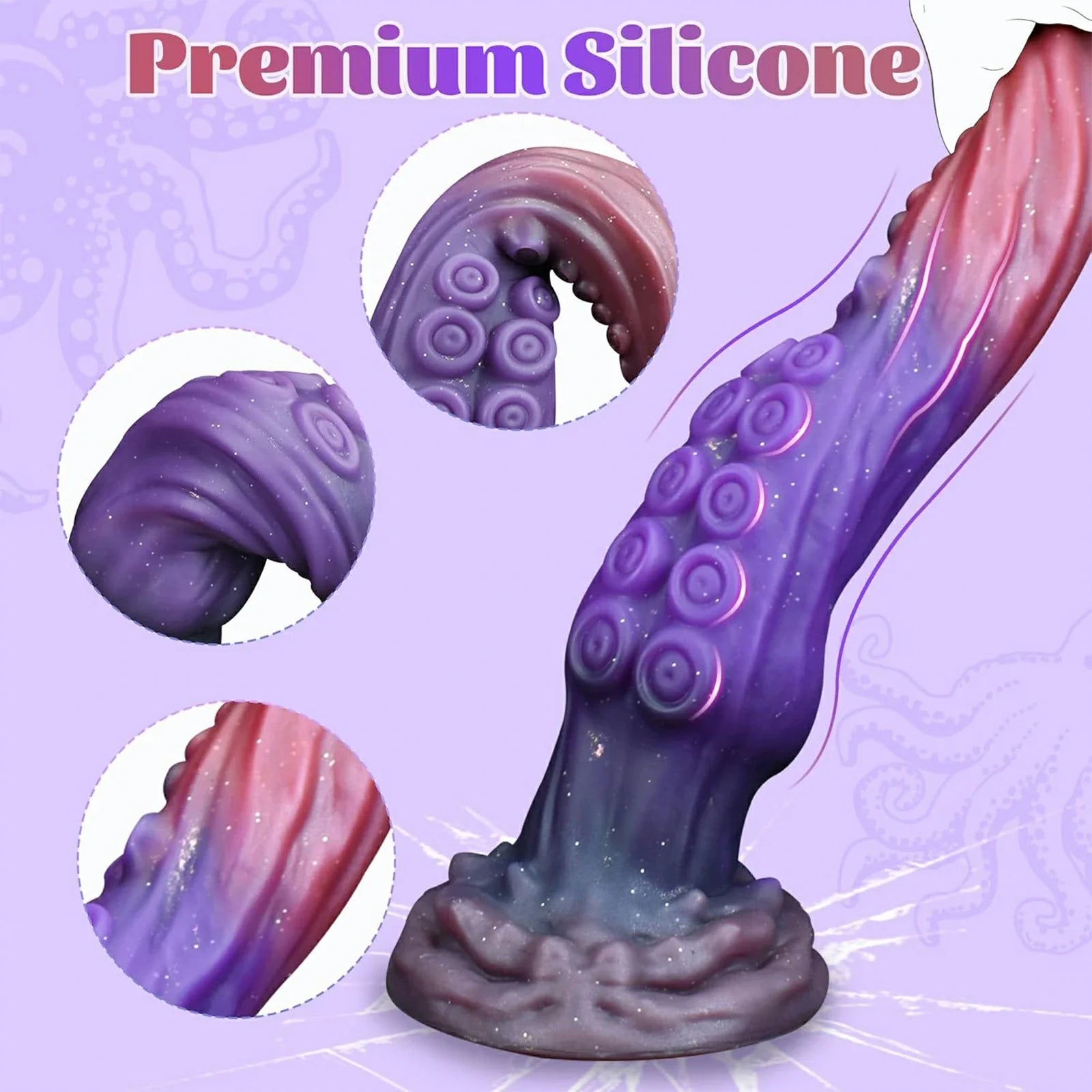 10 Inch Silicone Tentacle Dildo with Raised Suckers and Strong Suction Cup Base