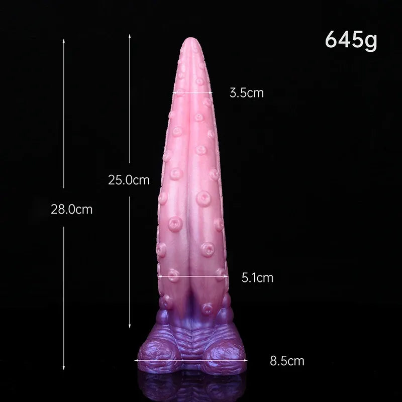 11.02 Inch Pink Silicone Tentacle Dildo with Fantasy Monster Design