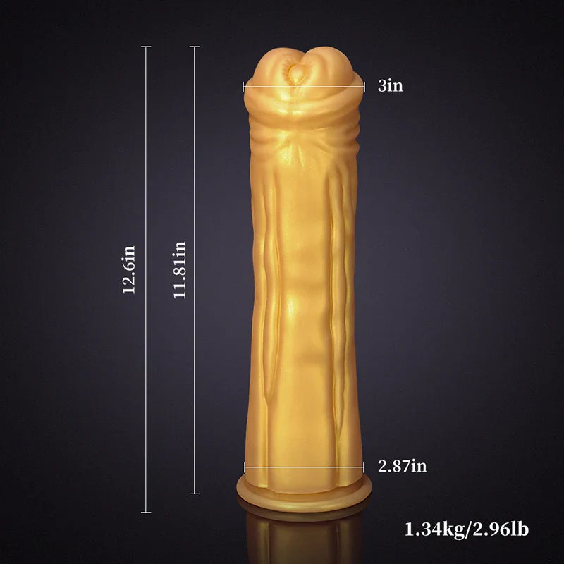 12.6-Inch Gold Horse Dildo, Super Thick Silicone Design with Large Suction Cup