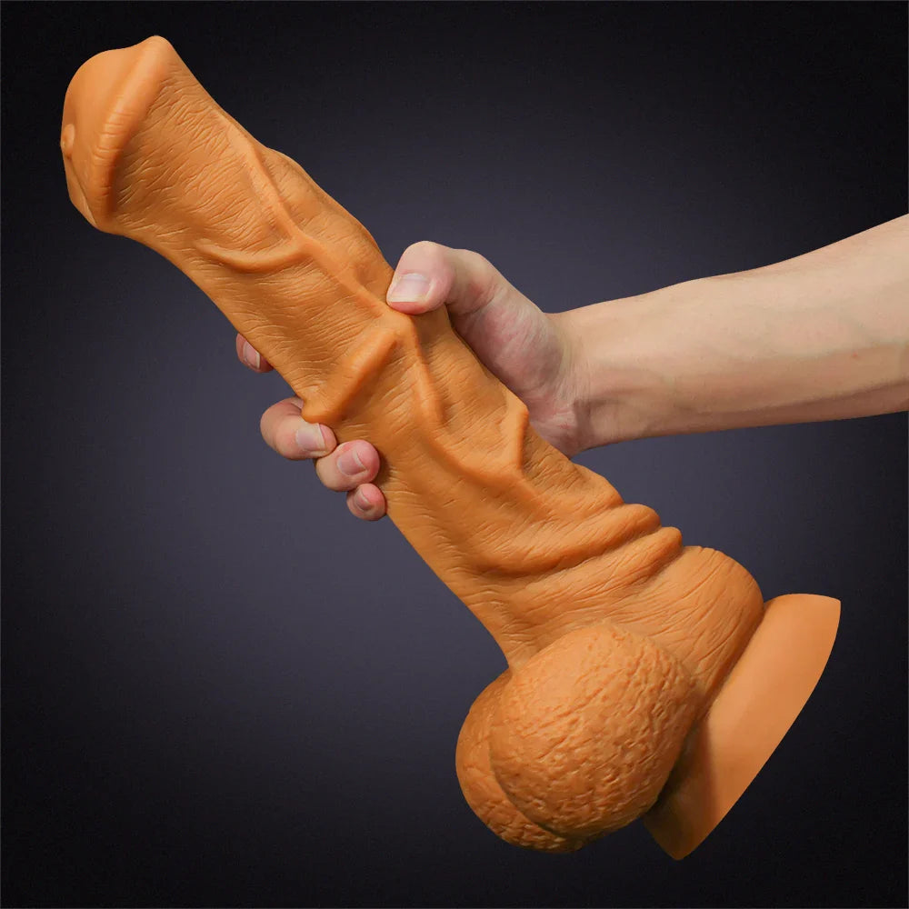 14.5 Inch Ultra Big Horse Dildo in Gold Liquid Silicone – Lifelike Thick Design