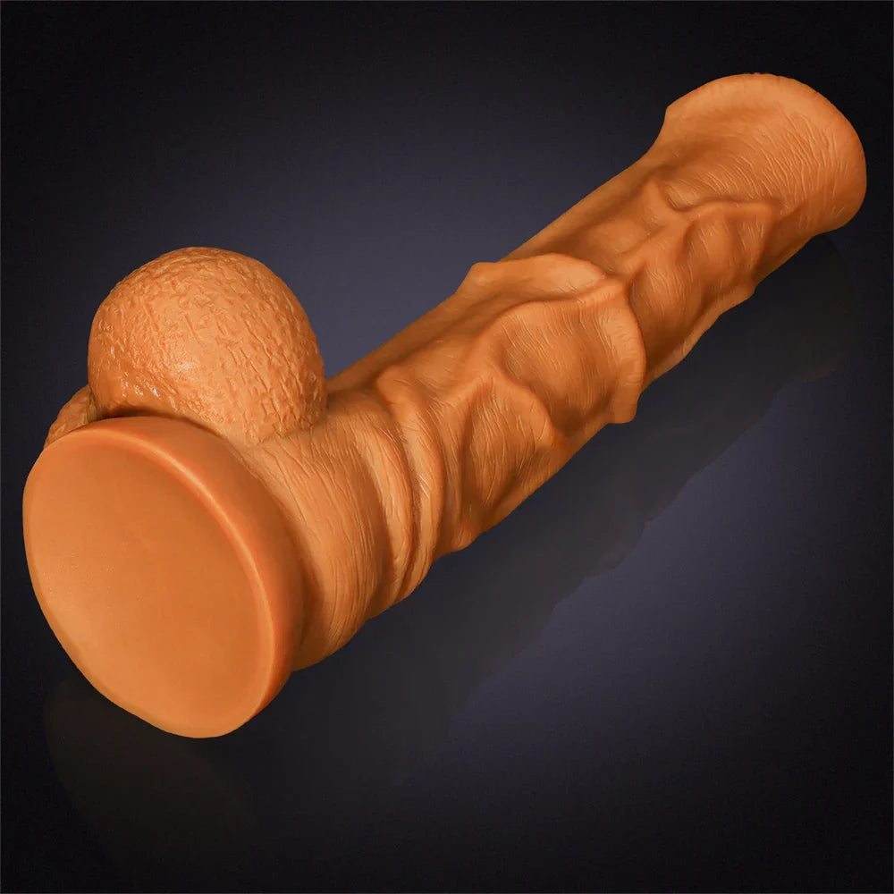 14.5 Inch Ultra Big Horse Dildo in Gold Liquid Silicone – Lifelike Thick Design