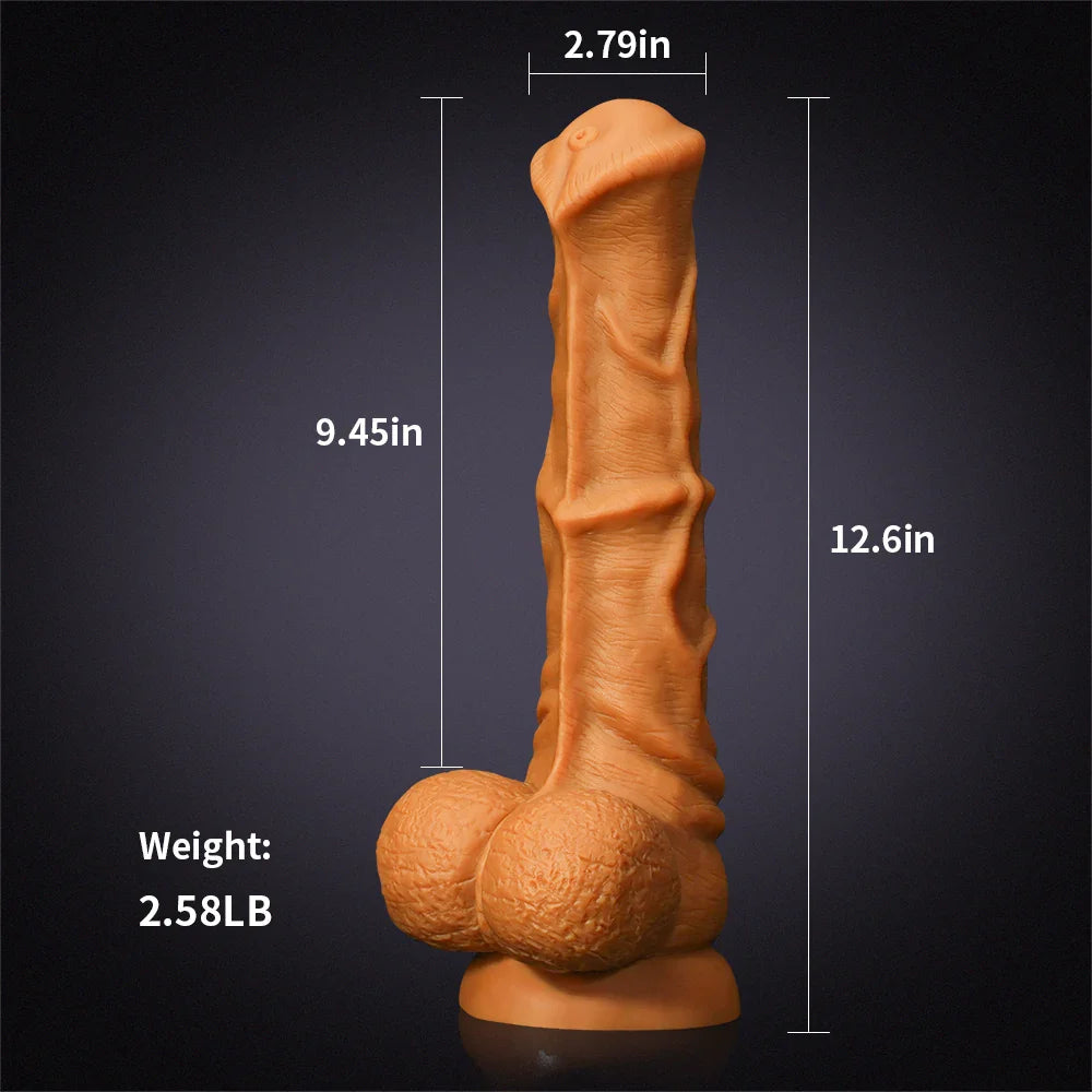 14.5 Inch Ultra Big Horse Dildo in Gold Liquid Silicone – Lifelike Thick Design