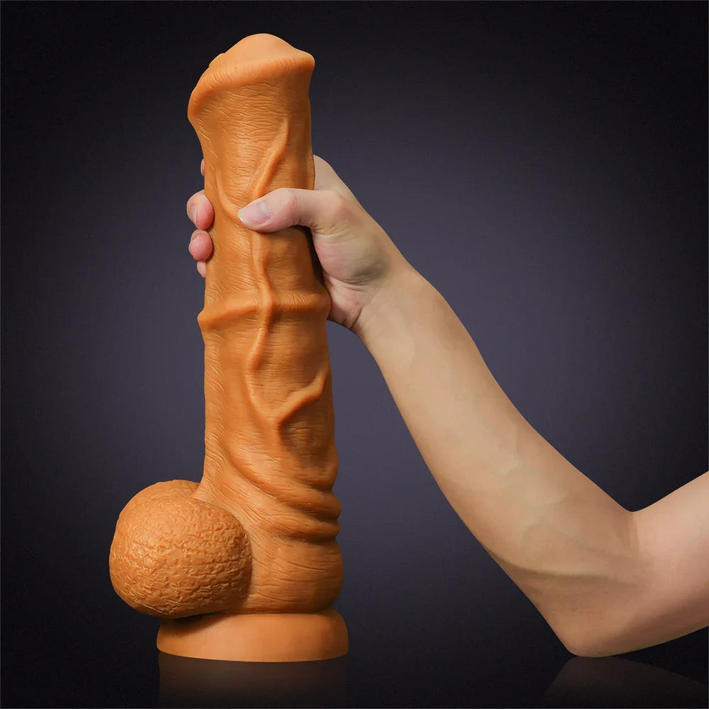 14.5 Inch Ultra Big Horse Dildo in Gold Liquid Silicone – Lifelike Thick Design