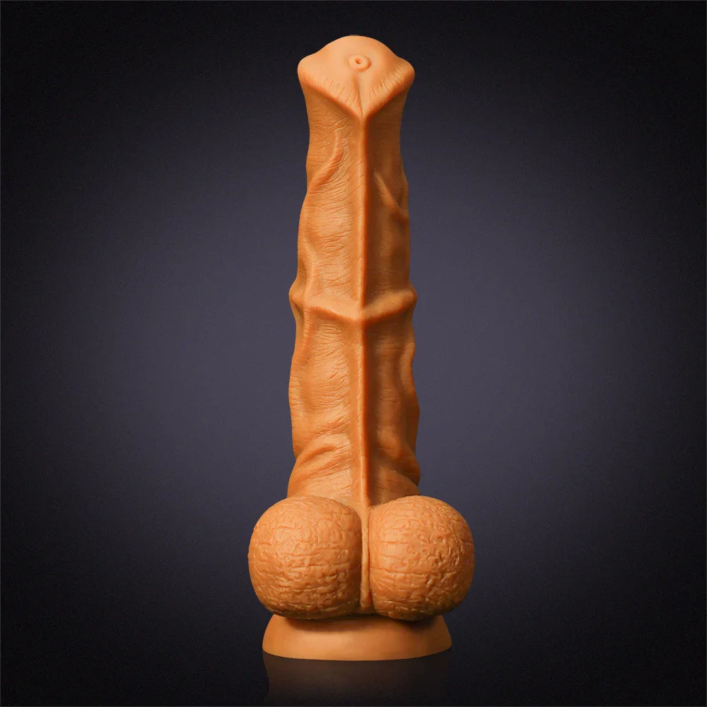 14.5 Inch Ultra Big Horse Dildo in Gold Liquid Silicone – Lifelike Thick Design