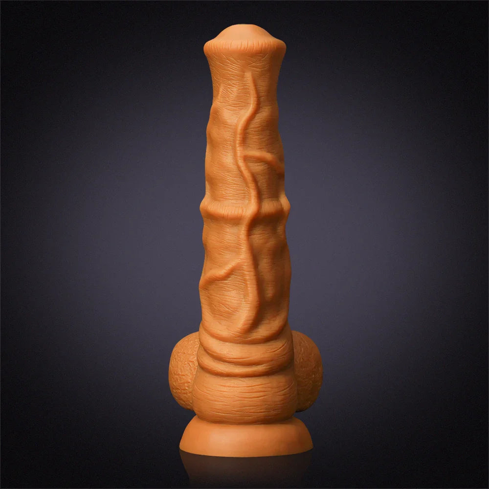 14.5 Inch Ultra Big Horse Dildo in Gold Liquid Silicone – Lifelike Thick Design