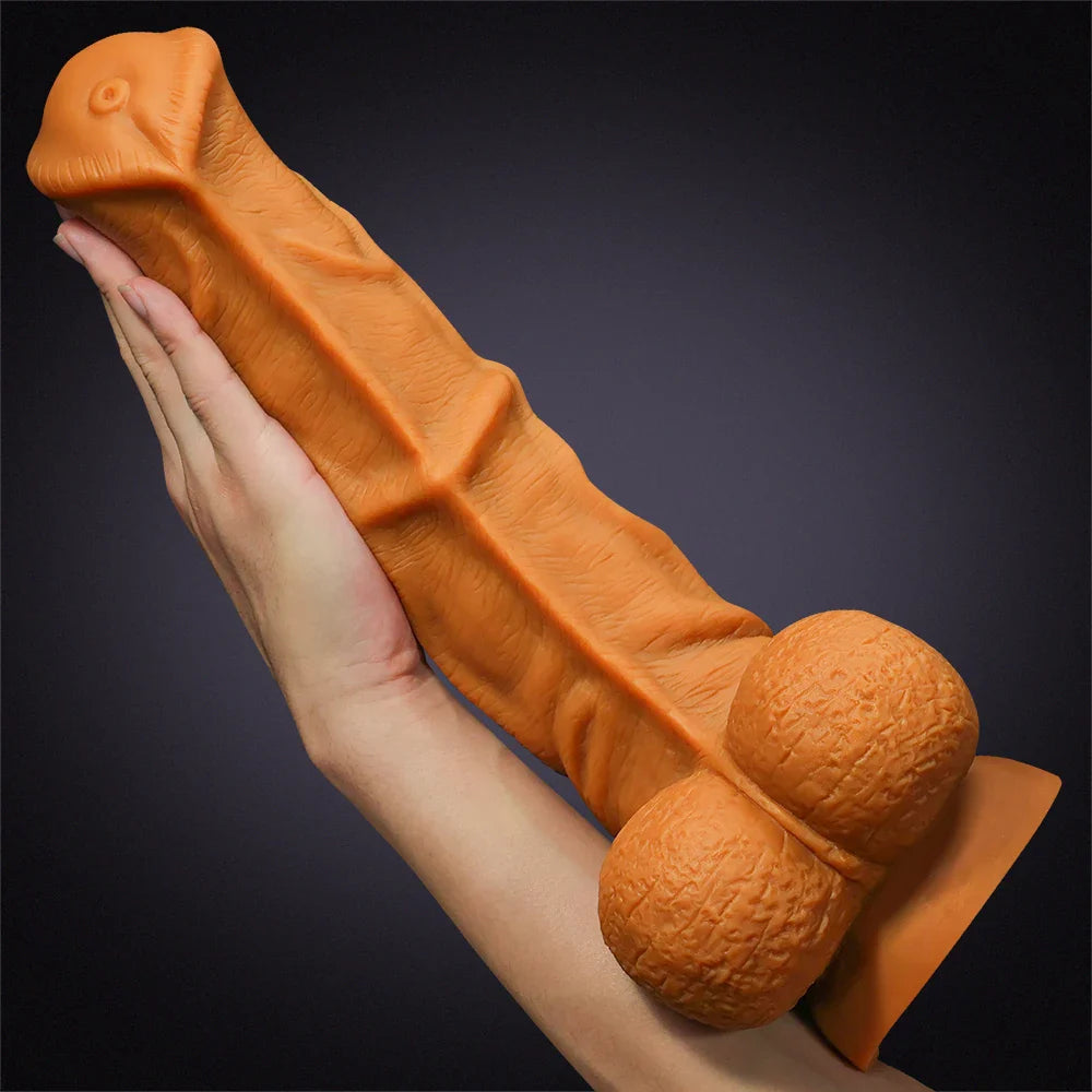 14.5 Inch Ultra Big Horse Dildo in Gold Liquid Silicone – Lifelike Thick Design