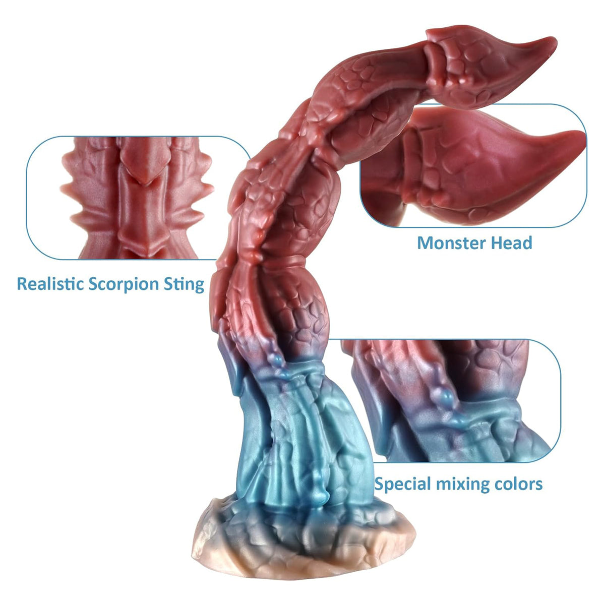 16.1 Inch Extra-Long Liquid Silicone Custom-Shaped Scorpion Anal Plug Dildo