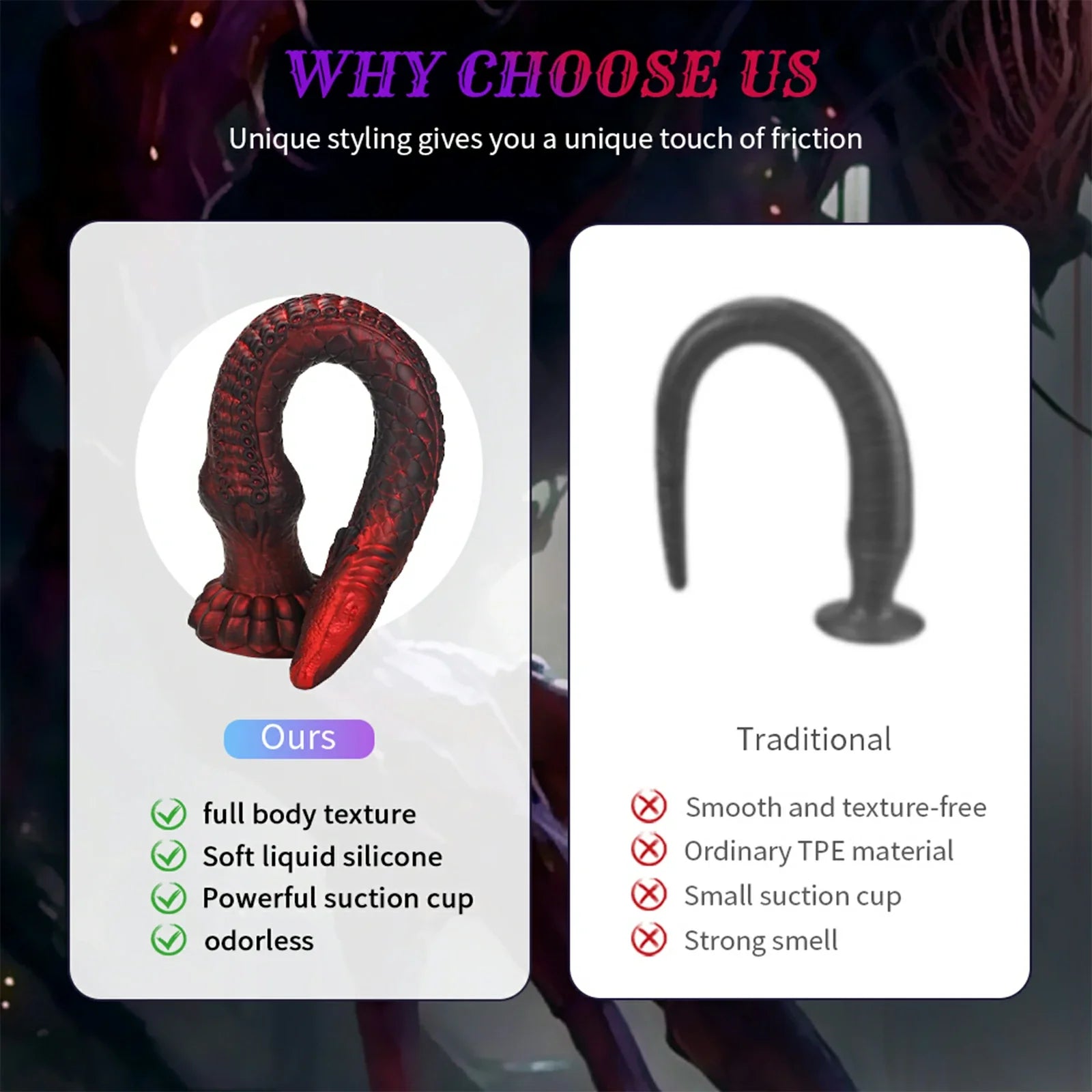 16.4 Inch Fantasy Tentacle Dildo with Monster Claw Base & Scaled Texture