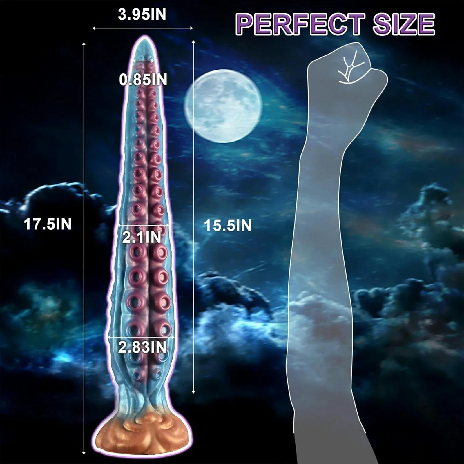 17.5 Inch Curved Fantasy Octopus Dildo with Lifelike Suckers & Strong Suction Cup Base