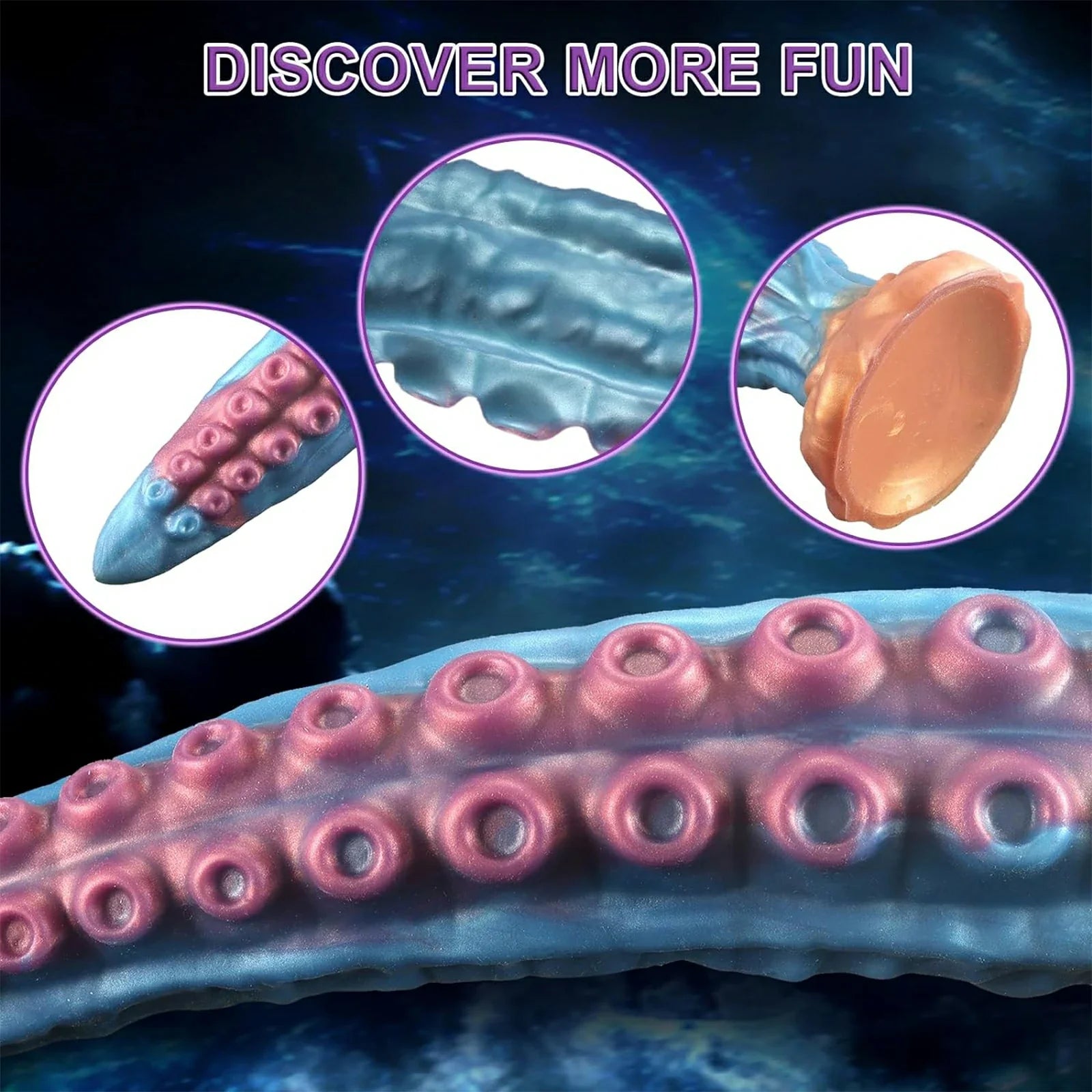 17.5 Inch Curved Fantasy Octopus Dildo with Lifelike Suckers & Strong Suction Cup Base