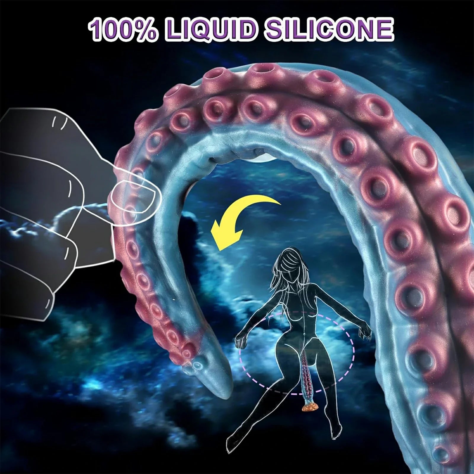 17.5 Inch Curved Fantasy Octopus Dildo with Lifelike Suckers & Strong Suction Cup Base