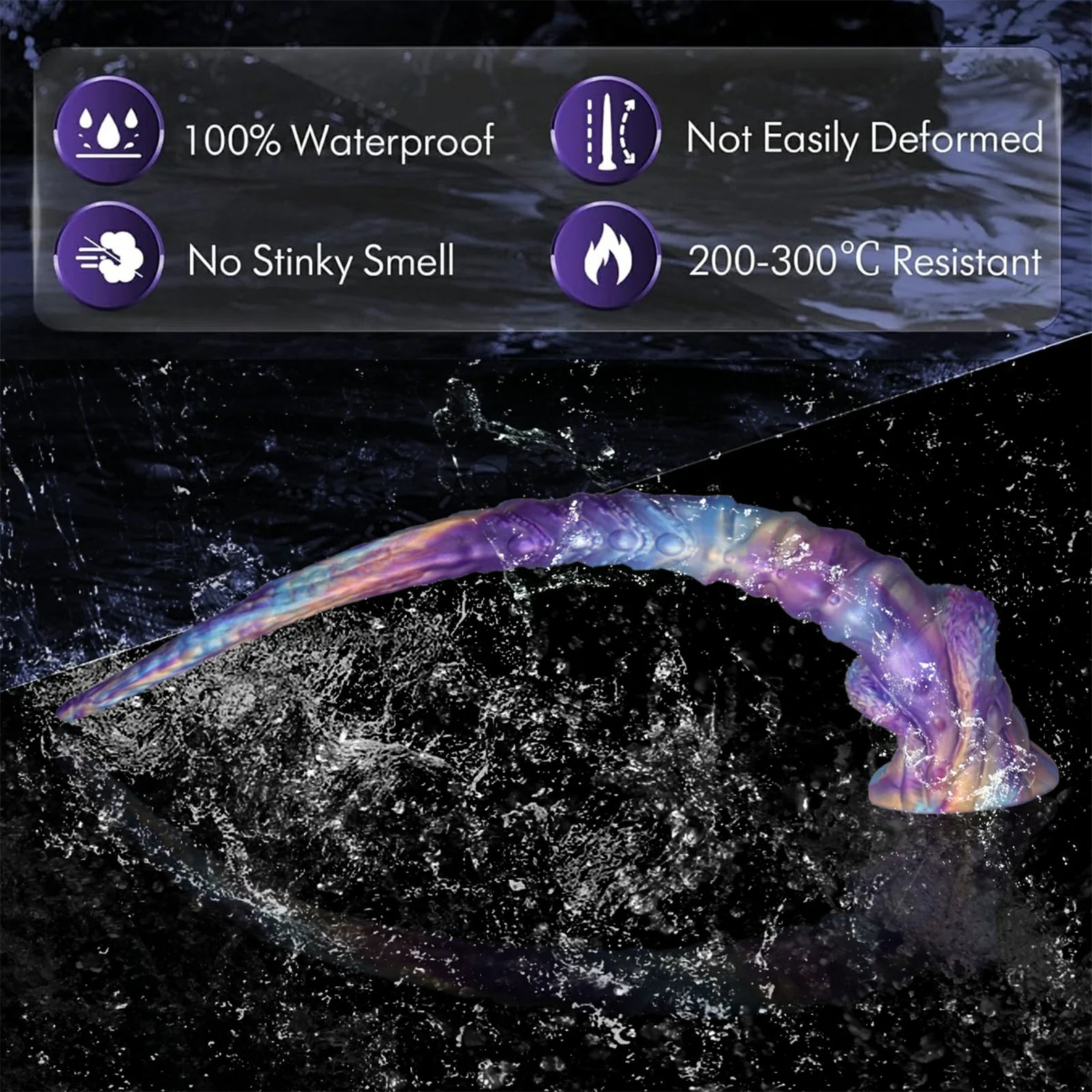 17.5 Inch Fantasy Tentacle Dildo with Ocean Swirl Texture & Suction Cup Base